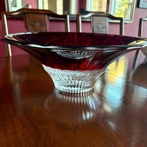 Elegant Red and Clear Glass Bowl